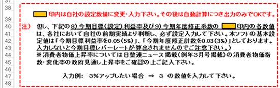 今期目標レバーレート算出に必要なデータの入力
